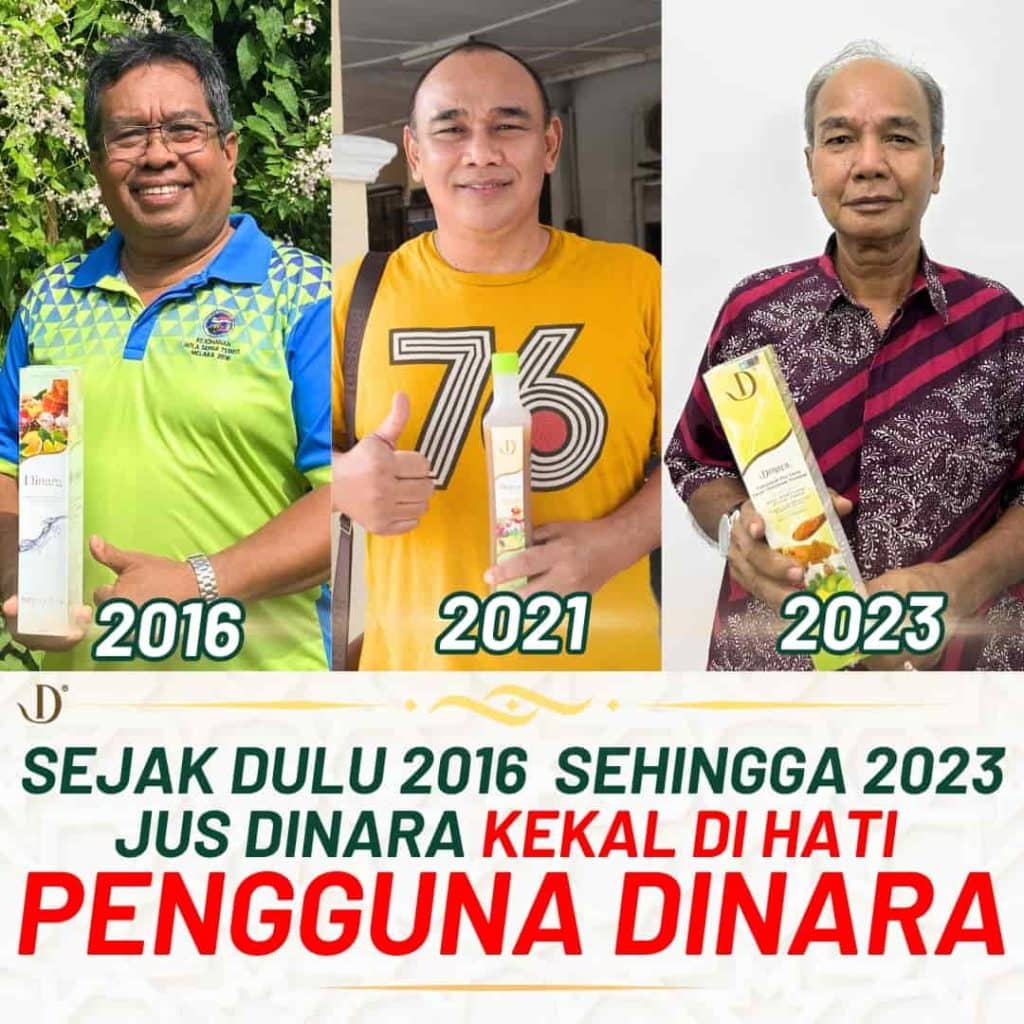 Dinarasli herbal juice promotion 2016-2023, showcasing benefits for users over the years.