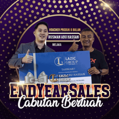 Voucher product validation for Lazic Group, endorsed by Rusman Abu Hassan, celebrating 6 years of sales success.