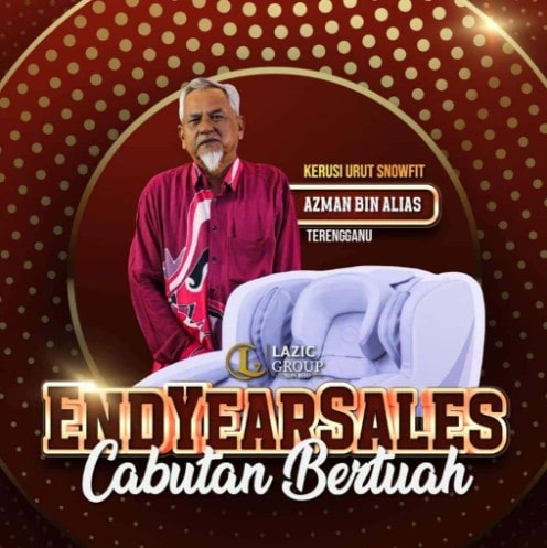 Kerusi urut snowfit endorsed by Dinara, Terengganu, by Azman Bin Alias.