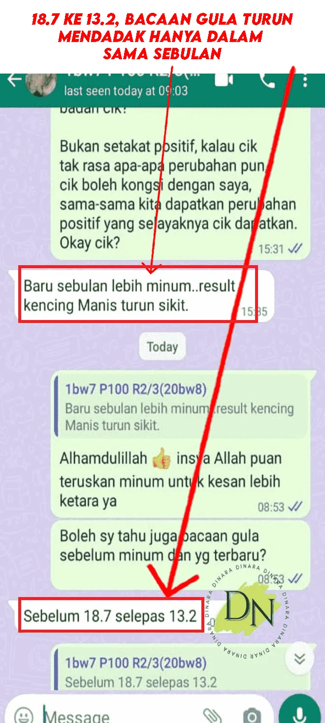 Testimoni pengguna Dinara: Bacaan gula turun dari 18.7 ke 13.2 dalam sebulan