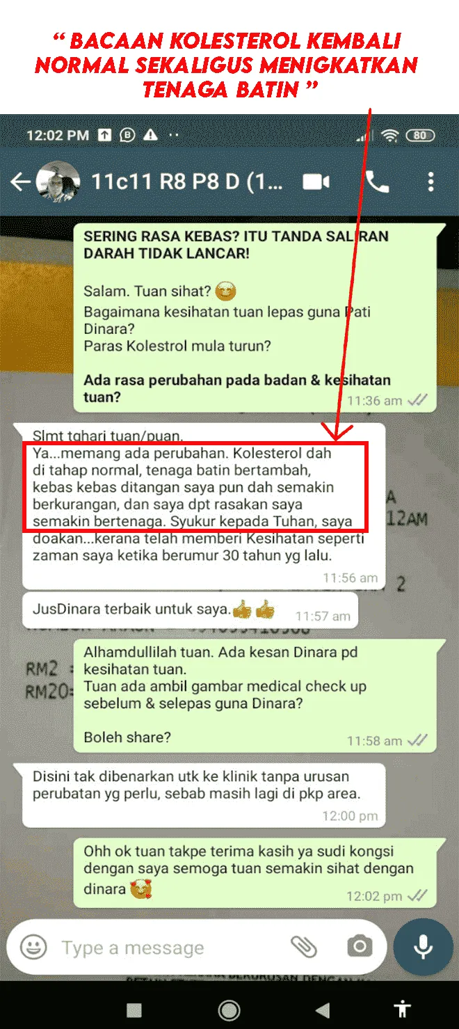 Testimoni pengguna Dinara: Bacaan kolesterol kembali normal dan lebih bertenaga